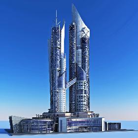 3D model Industrial Twin Skyscraper